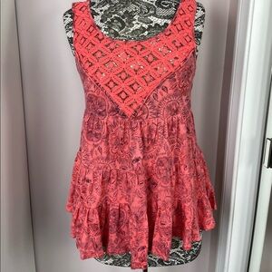 Free People orange tiered swing top size small.